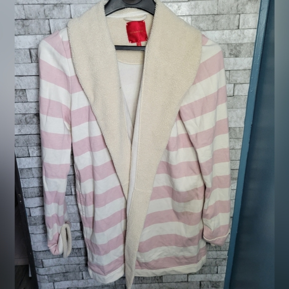 Victoria's Secret‎ size medium striped robe faux fur trim